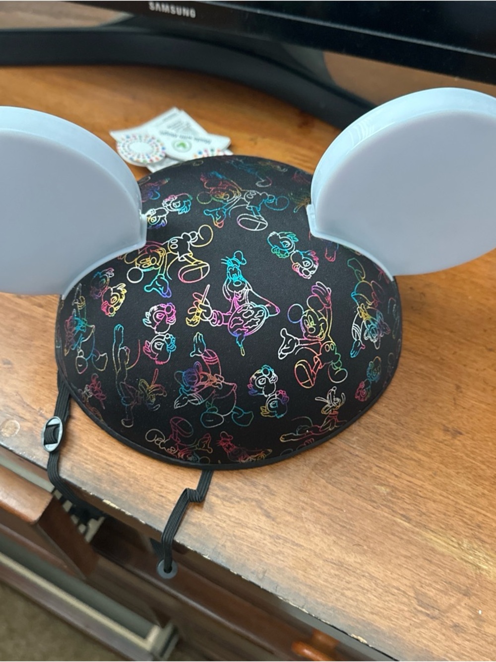 Kids Black Mickey Ear Headband with Rainbow Outline Characters